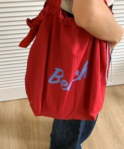 バッグ デイリーレタリングエコバッグ5色 RED