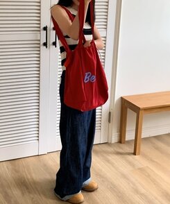 バッグ デイリーレタリングエコバッグ5色 RED