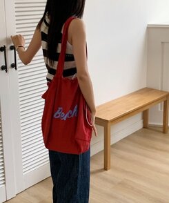 バッグ デイリーレタリングエコバッグ5色 RED