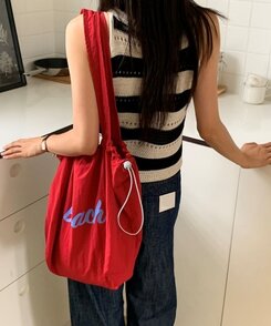 バッグ デイリーレタリングエコバッグ5色 RED