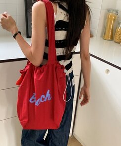 バッグ デイリーレタリングエコバッグ5色 RED