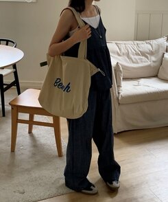バッグ デイリーレタリングエコバッグ5色 BEIGE
