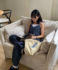 バッグ デイリーレタリングエコバッグ5色 BEIGE