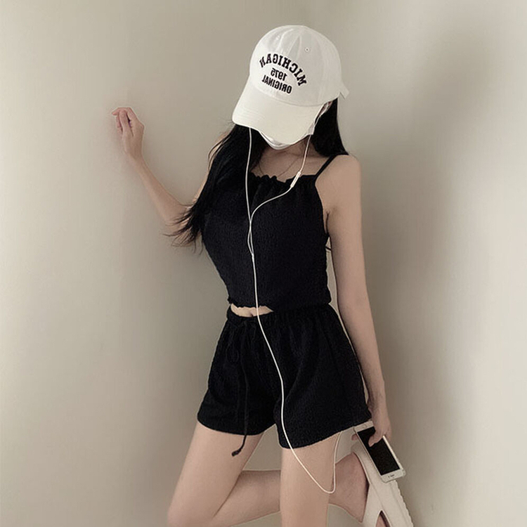 SET】サマークロップノースリーブ バンディングショートパンツ