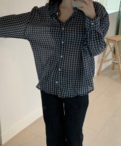 シャツ カジュアル長袖チェックシャツ NAVY