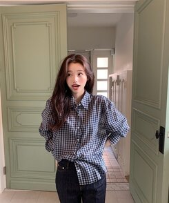 シャツ カジュアル長袖チェックシャツ NAVY