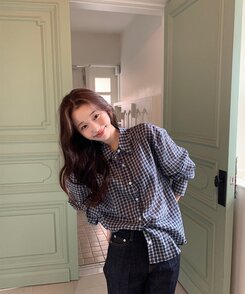 シャツ カジュアル長袖チェックシャツ NAVY