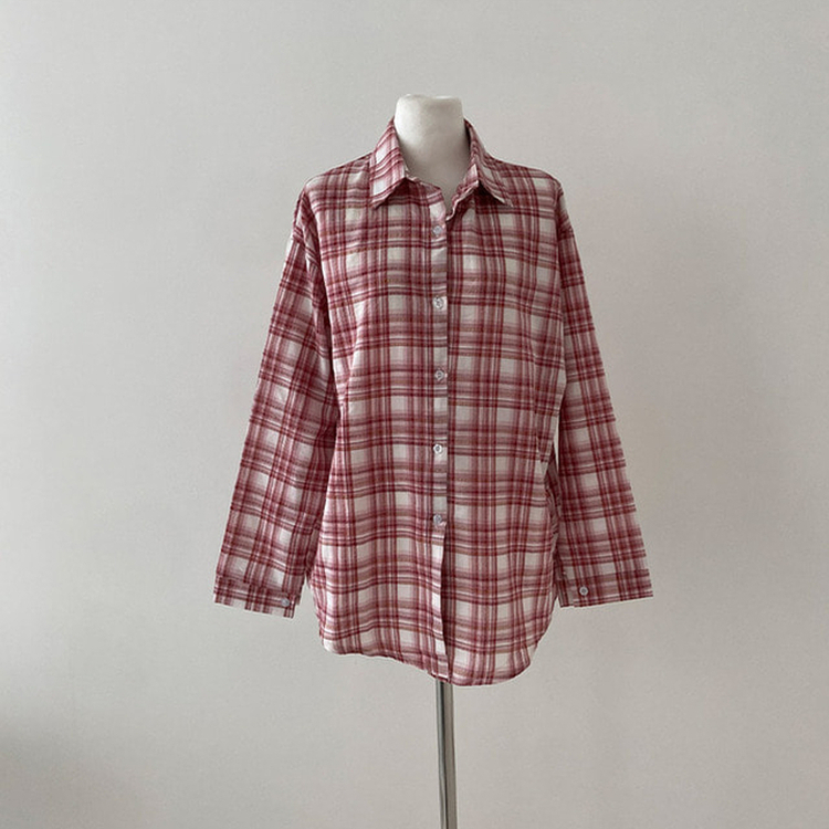 데일리스 기장선택 코튼 체크 루즈핏 긴팔 셔츠 남방