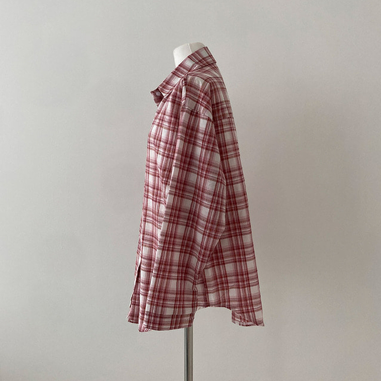 데일리스 기장선택 코튼 체크 루즈핏 긴팔 셔츠 남방