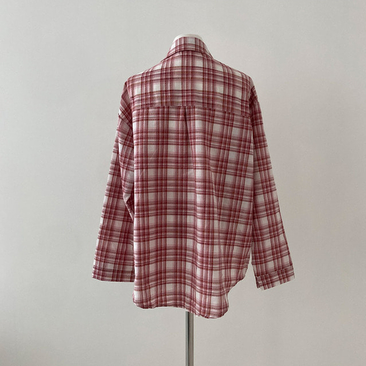 데일리스 기장선택 코튼 체크 루즈핏 긴팔 셔츠 남방