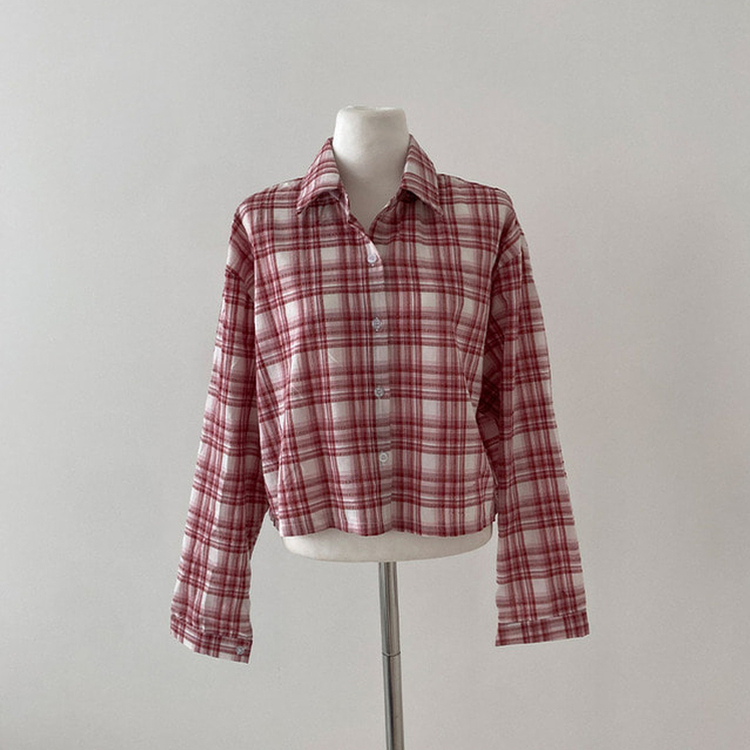 데일리스 기장선택 코튼 체크 루즈핏 긴팔 셔츠 남방