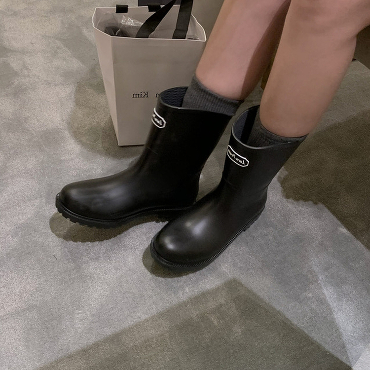 レタリングミドルレインブーツ BLACK