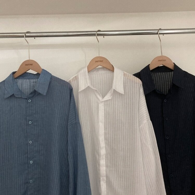 거즈 스트라이프 왕박시 아방핏 셔츠 남방