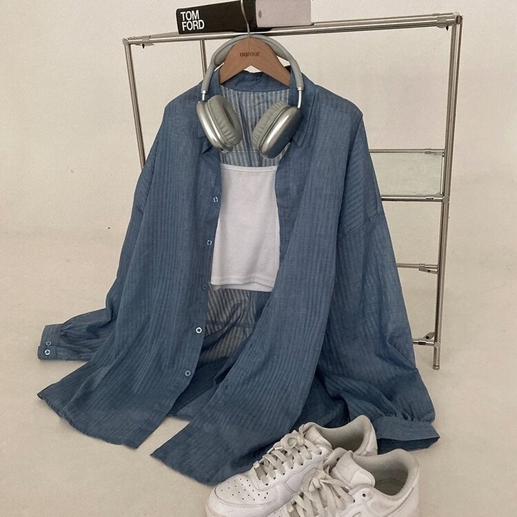 거즈 스트라이프 왕박시 아방핏 셔츠 남방