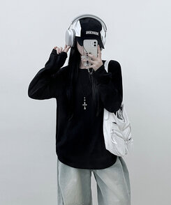 11할인드랍루즈박스무지라운드긴팔티 블랙