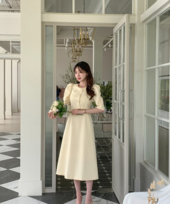 パールツイードAラインフレアロングワンピース|ロング パールツイードAラインフレアロングワンピース|ロング