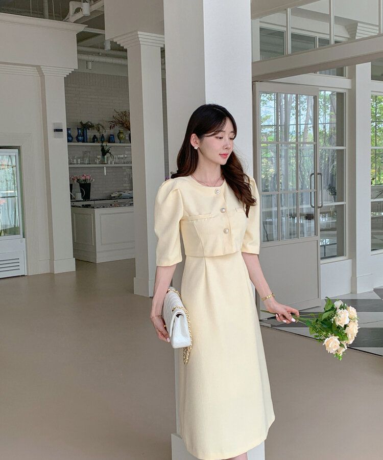 Uu 様✨トッカ ロングワンピース ツイード フレア ホワイト 大きい