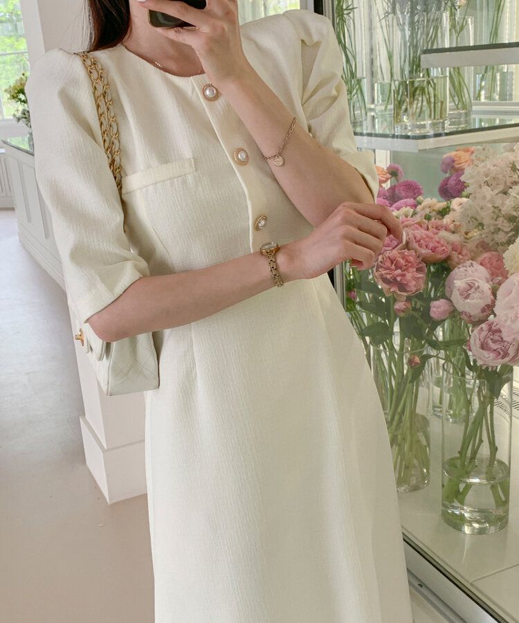 Uu 様✨トッカ　ロングワンピース　ツイード　フレア　ホワイト　大きいサイズ Uu 様✨トッカ ロングワンピース ツイード フレア ホワイト 大きい