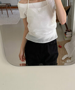 半袖Tシャツ オフショルダースリムフィット半袖Tシャツ IVORY