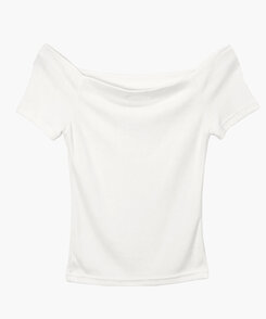 半袖Tシャツ オフショルダースリムフィット半袖Tシャツ