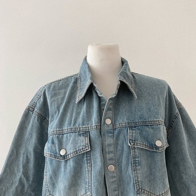 쿠버 빈티지 워싱 데님 포켓 오버핏 반팔 자켓