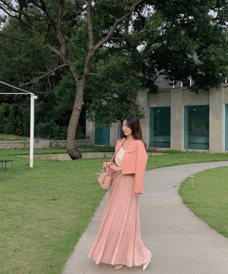 プリーツシースルーシフォンマキシロングスカート｜ミディ/ロング