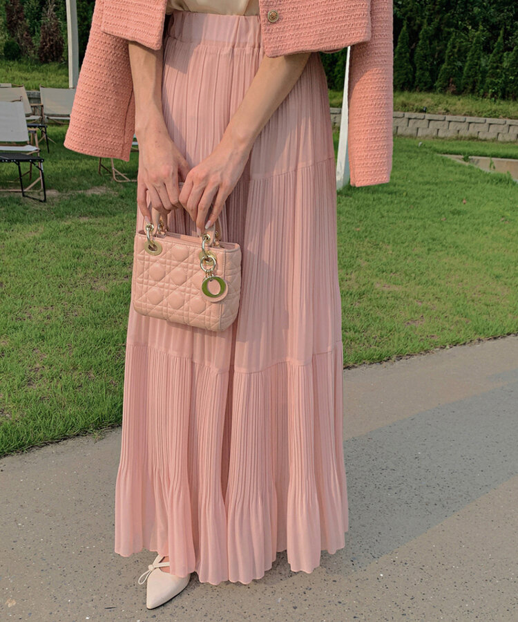 プリーツシースルーシフォンマキシロングスカート｜ミディ/ロング