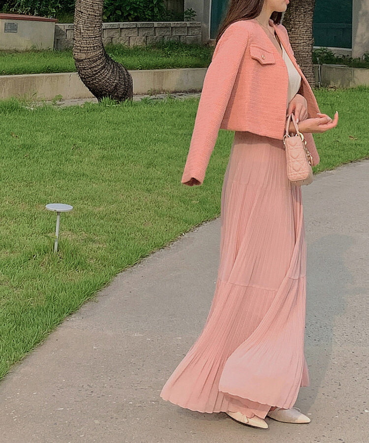 プリーツシースルーシフォンマキシロングスカート｜ミディ/ロング