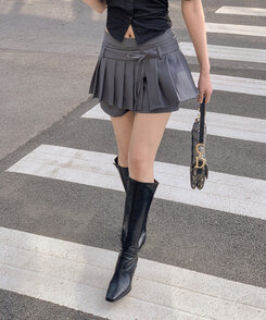 韓国発【BLACKUP】セブニングリボンミニスカートパンツ 送料込 リボンプリーツラップミニパンツスカート｜ミニスカート｜韓国