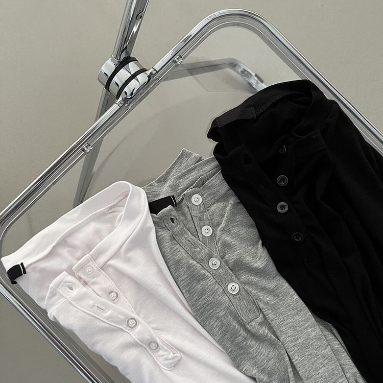 흐르는핏 여리여리 단추 찰랑 긴팔티셔츠