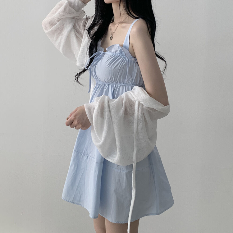 아방핏 썸머 리본볼레로 여름가디건 아이보리