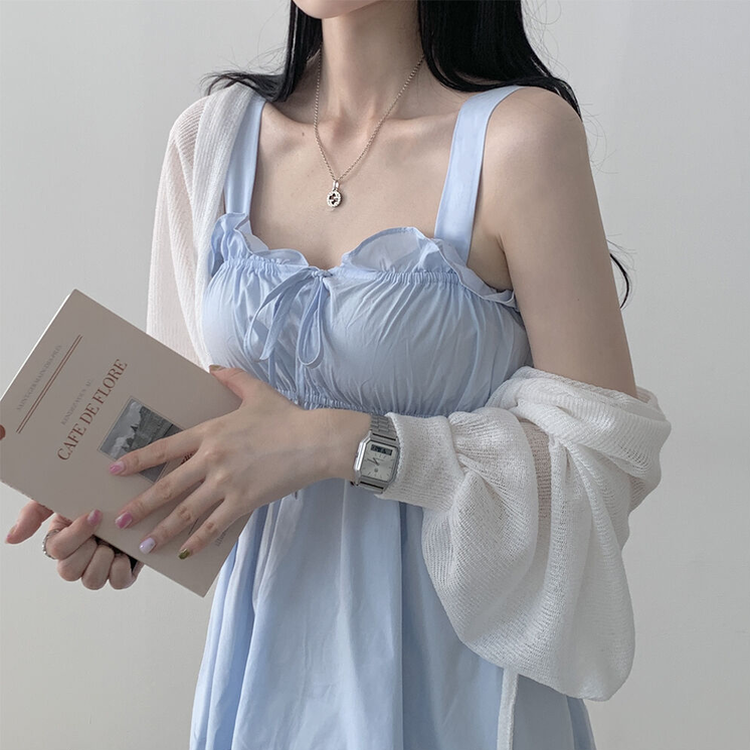 아방핏 썸머 리본볼레로 여름가디건 아이보리