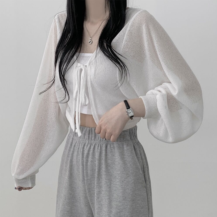 아방핏 썸머 리본볼레로 여름가디건 아이보리
