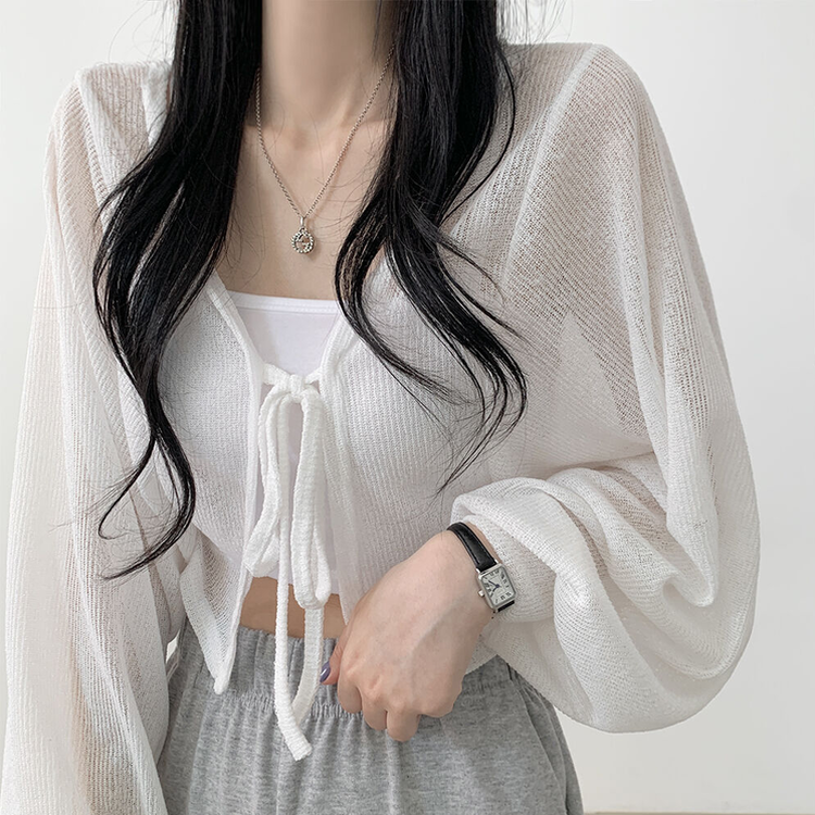 아방핏 썸머 리본볼레로 여름가디건 아이보리