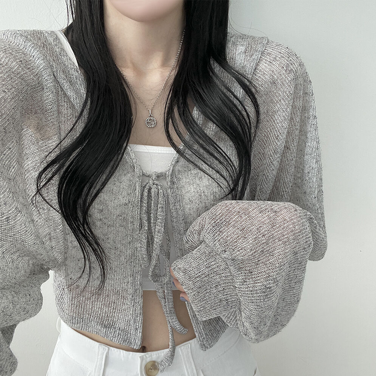 아방핏 썸머 리본볼레로 여름가디건 그레이
