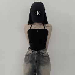 y2kホルターネックチューブトップ9色｜ノースリーブ｜韓国