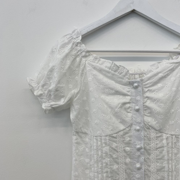 ビンテージシャーリングレース半袖ブラウス