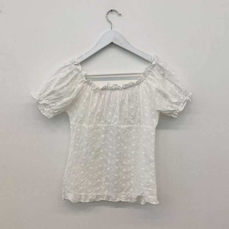 ビンテージシャーリングレース半袖ブラウス