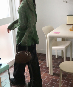 ストライプバンディングロングワイドパンツ BLACK