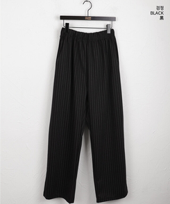 ストライプバンディングロングワイドパンツ