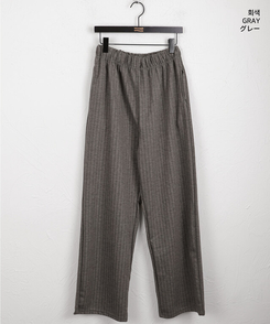 ストライプバンディングロングワイドパンツ