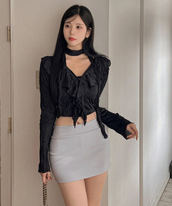 ミニスカート ローライズパンツミニスカートパンツ GRAY