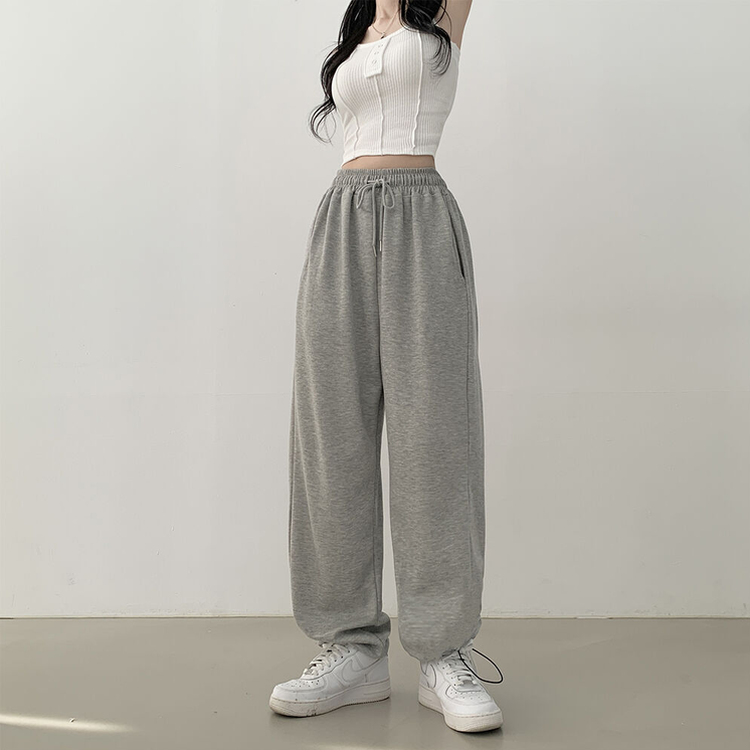 투웨이 워터밤 밑단스트링 트레이닝 와이드 롱팬츠