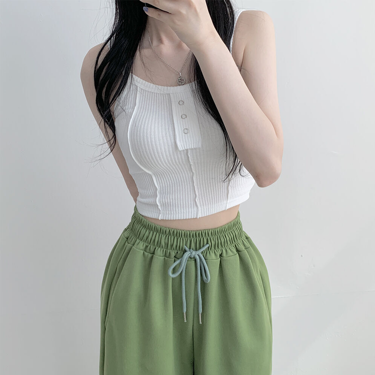 투웨이 워터밤 밑단스트링 트레이닝 와이드 롱팬츠