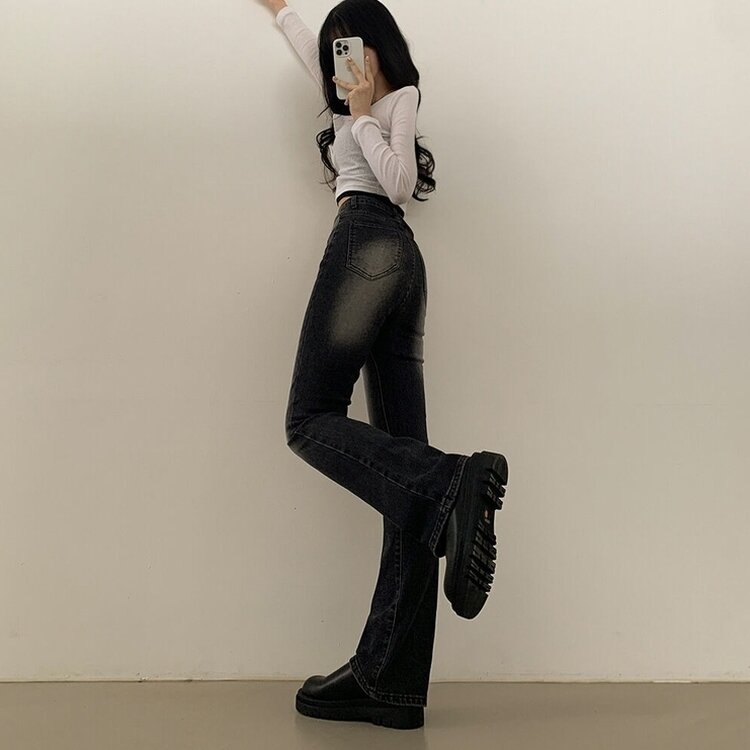 체형커버 인생핏 워싱 부츠컷 하이웨스트 청바지 키작녀 키큰녀 빅사이즈 블랙