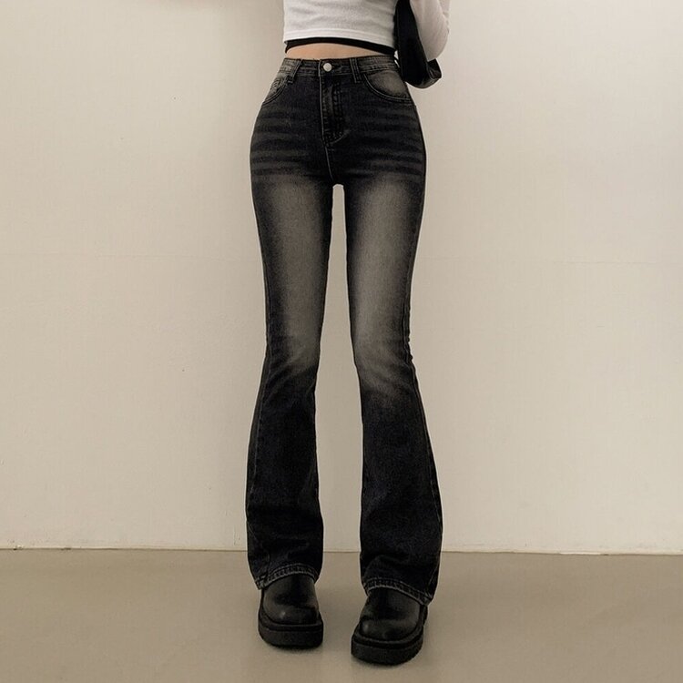 체형커버 인생핏 워싱 부츠컷 하이웨스트 청바지 키작녀 키큰녀 빅사이즈 블랙
