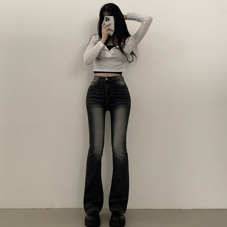 체형커버 인생핏 워싱 부츠컷 하이웨스트 청바지 키작녀 키큰녀 빅사이즈 블랙