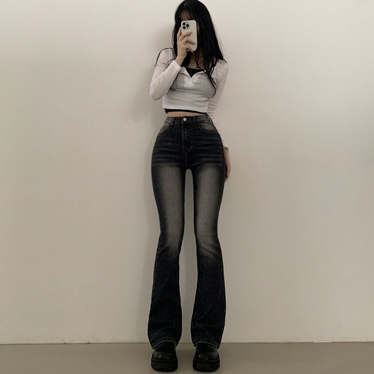 체형커버 인생핏 워싱 부츠컷 하이웨스트 청바지 키작녀 키큰녀 빅사이즈 블랙