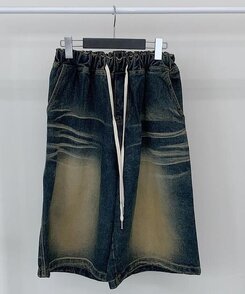 ショートパンツ ウォッシングデニムワイドバミューダパンツ