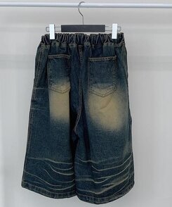 ショートパンツ ウォッシングデニムワイドバミューダパンツ